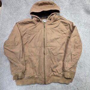 Duluth Trading Co Vintage Hooded Canvas Chore Work Jacket Flannel Lined Size 2XL